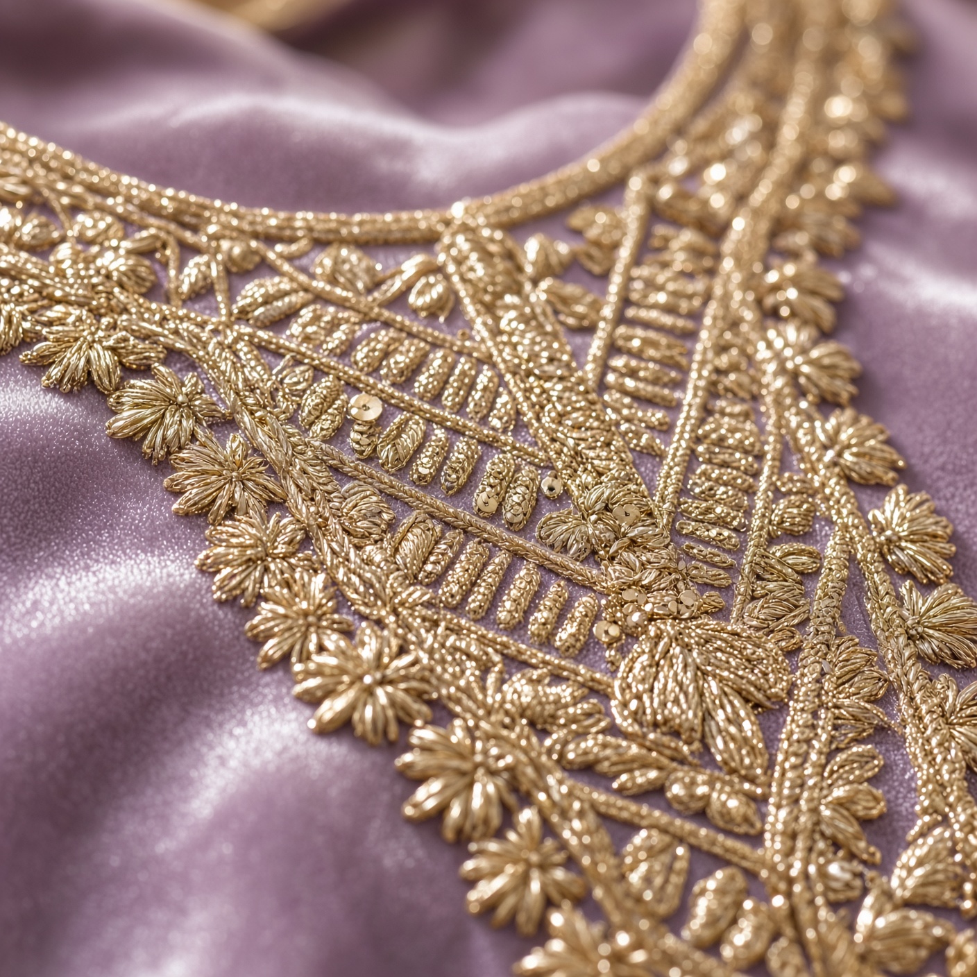 Lilac embroidery close-up